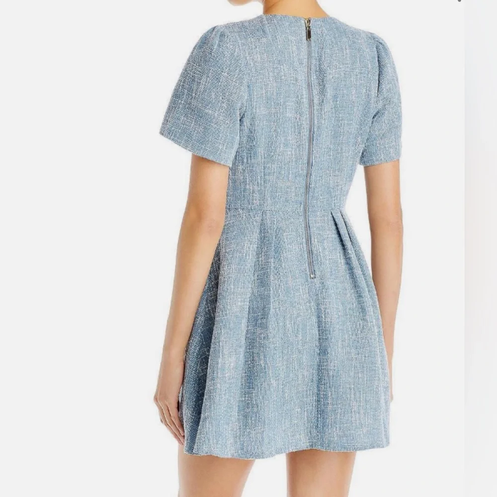 AQUA Womens Boucle Mini Fit and Flare Blue Dress - Picture 2 of 7